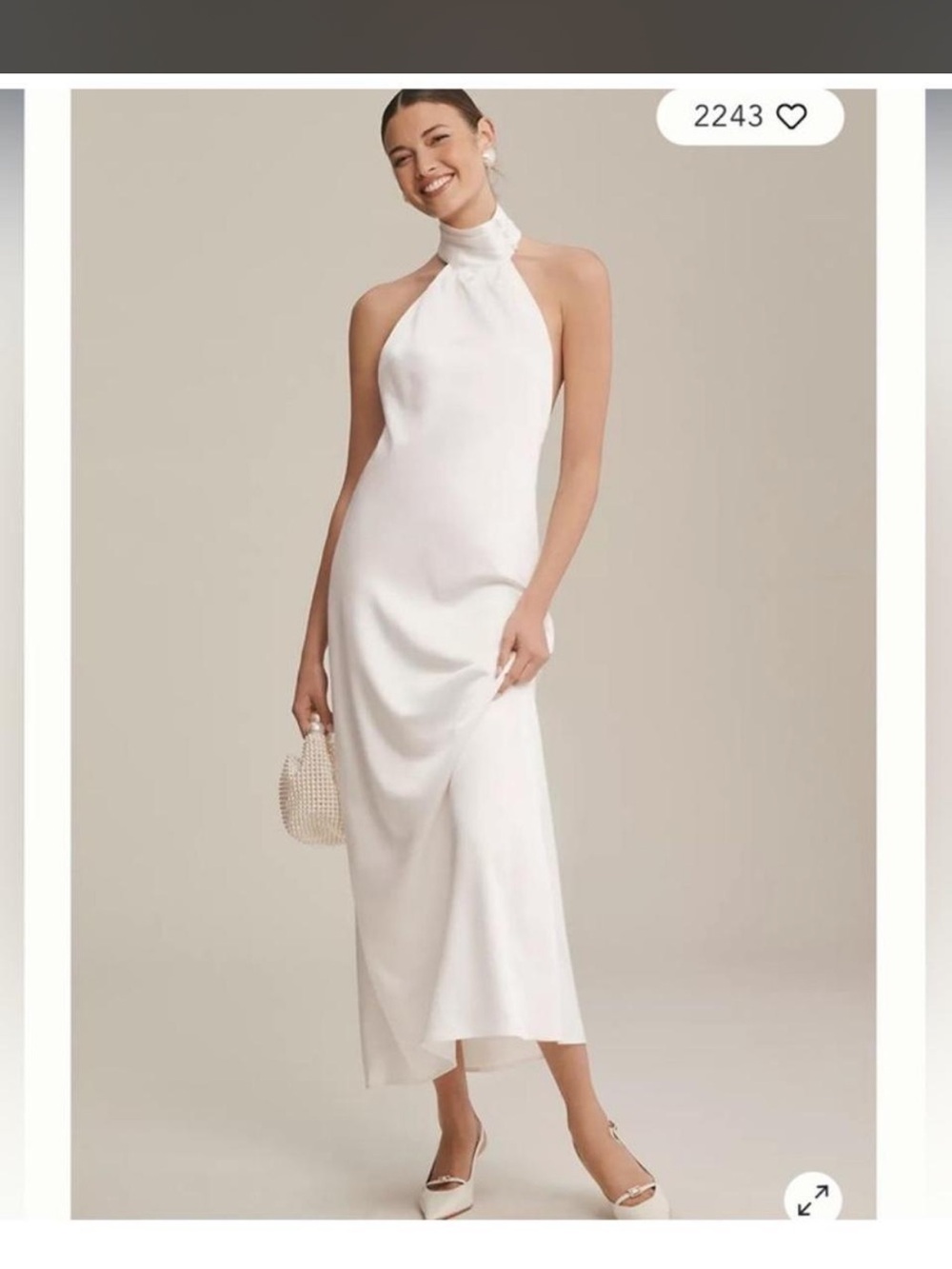 Significant Other White Halter Silk Dress
